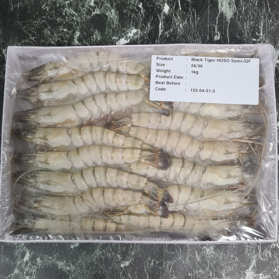 frozen black tiger prawns hoso 26/30